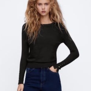 Zara Basic Knit Sweater Dark Gray Marl
